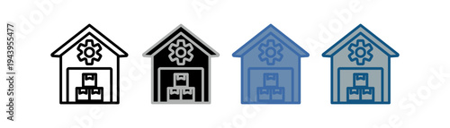 
warehouse management system icon set multiple style collection with warehouse and logistics design