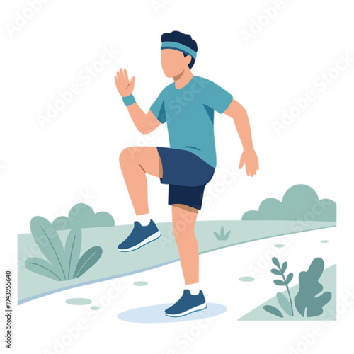 Man jogging on a path in a natural outdoor environment