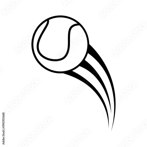 Tennis ball icon vector. Tennis Illustration sign. Tennis ball in flight symbol. Sport logo.