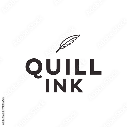 Minimalist Quill Ink Logo Design With A Classic Feather Symbol