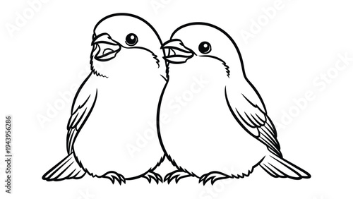 Cute Birds: Two adorable birds are perched side-by-side. capturing the essence of companionship and affection.