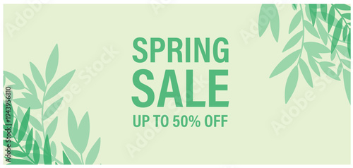 Spring sale up to 50% off vector illustration