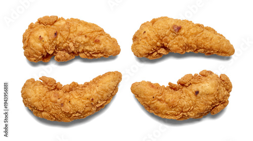 Foto crispy golden fried chicken tenders with a seasoned breading, presented on a transparent background