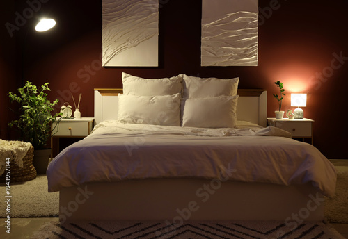 Interior of dark room with ...