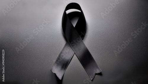 black ribbon on a gray background mourning sorrow
