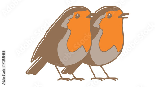 Charming Robin Duo: Two adorable robins, with their iconic red breasts, stand together, a heartwarming display of avian companionship and the beauty of nature's simple moments.