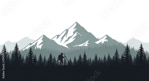 Snowy Mountain Range Landscape View.