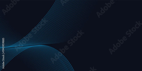 A dynamic and abstract digital design with flowing blue waveforms against a dark background,smooth, curving lines and dotted patterns that create a sense of movement and energy.