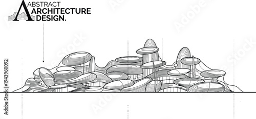Abstract futuristic architecture variation featuring organic parametric layers, rhythmic disc formations, and fluid wave-like structural design.