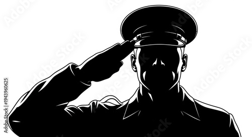 Silhouette of a soldier saluting.