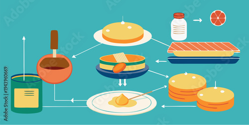 Flat vector infographic showing candle making process with wax pot wick mold fragrance oil and steps