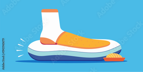 Flat vector illustration of forefoot metatarsal pad under foot relieving pressure and pain