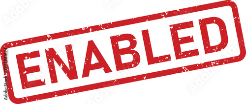 A red grunge rubber stamp with the word ENABLED diagonally across a clean white background