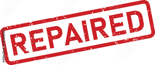 A red grunge style rectangular stamp with the word REPAIRED indicating service completion