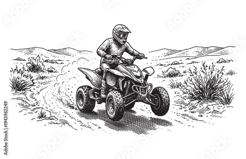 All-Terrain Vehicle ATV Quad Bike Desert Off-Road Racing Sketch