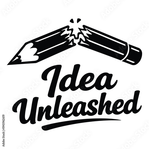 Creative illustration of a broken pencil unleashing ideas with a spark effect perfect for inspiration and innovation concepts