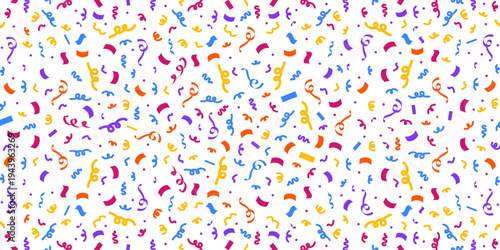 Colorful confetti border frame repeat pattern. Great for a birthday party or an event celebration invitation or decor. Surface pattern design.	