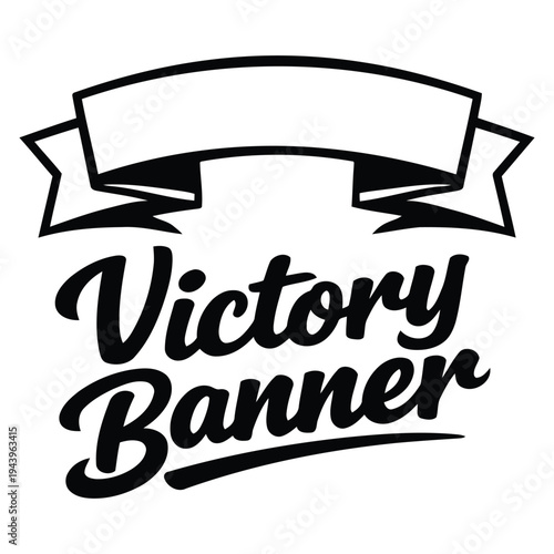 Creative victory banner design with elegant typography and decorative ribbon perfect for celebrations achievements and success