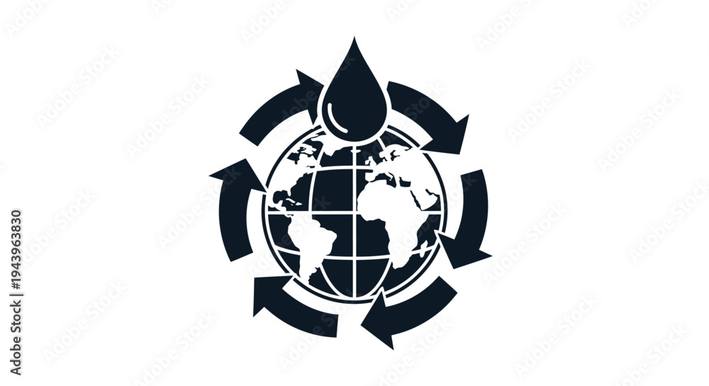Obraz premium Eco Friendly Globe with Water Drop.