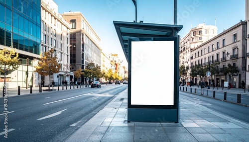 Wallpaper Mural Urban Bus Stop with Digital Billboard – City Infrastructure Photography Torontodigital.ca