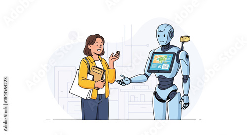 Vector illustration of a cartoon doctor and nurse with a stethoscope caring for a patient, person, and child in a business office setting with a computer