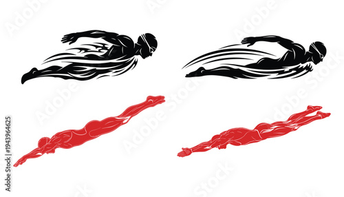 Silhouette Swimmer Freestyle Stroke Vector Icon