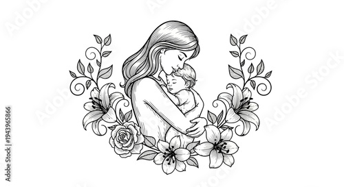 Mother Holding Newborn Baby Close.
