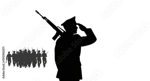 Soldier Saluting with Rifle Group.