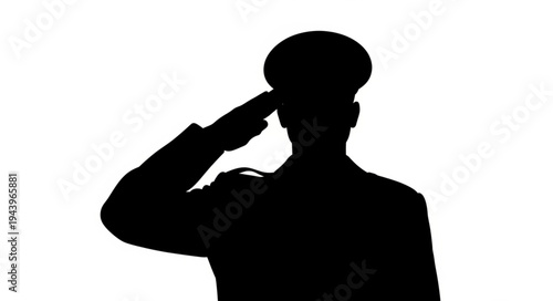 Soldier Silhouette Saluting Profile.