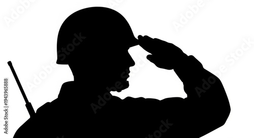 Soldier Silhouette Saluting Profile.