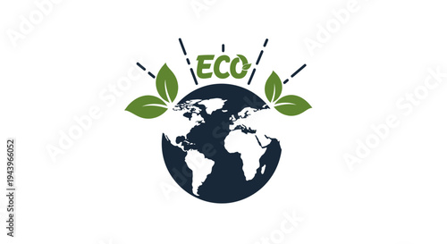 Eco Friendly Globe with Green Leaves.