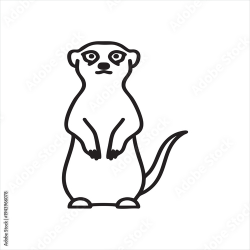 WebSuricate character standing on hind legs watchful pose minimalist line art drawing isolated on white background desert wildlife mascot
