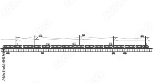 Train on railroad tracks.