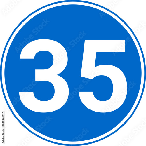 Minimum Speed Limit 35 km h Traffic Sign