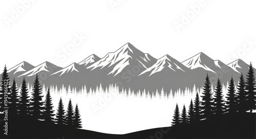 Snowy Mountain Range Landscape View.