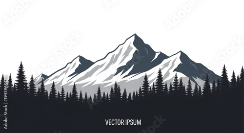Snowy Mountain Range Landscape View.