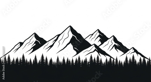 Snowy Mountain Range Landscape View.
