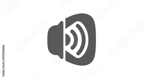 Black wireless headphones icon isolated on white background with sound and technology symbols