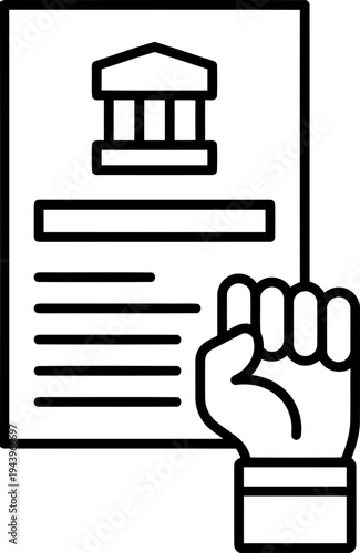 Hand Holding Document With Building.