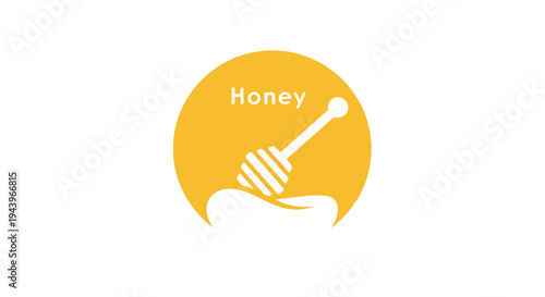 Golden Sweetness: A minimalist icon features a honey dipper immersed in golden honey, evoking a sense of natural sweetness and delight.