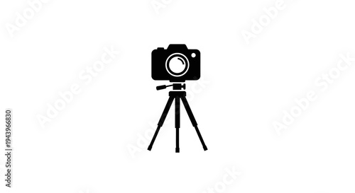 Photography Equipment Icon: A minimalist icon showcases a camera set on a tripod, embodying the essence of capturing moments through photography. 