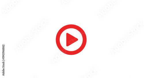 Red Play Button Icon: A simple, sleek red play button icon, ready to trigger action, perfect for websites and media applications. 