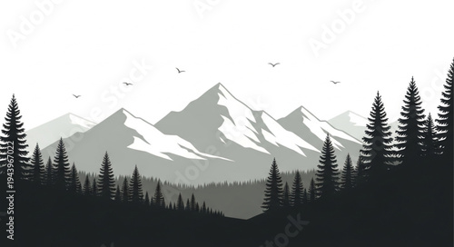 Snowy Mountain Range Landscape View.