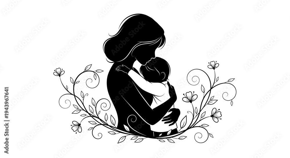 Obraz premium Mother holding baby close affectionately.