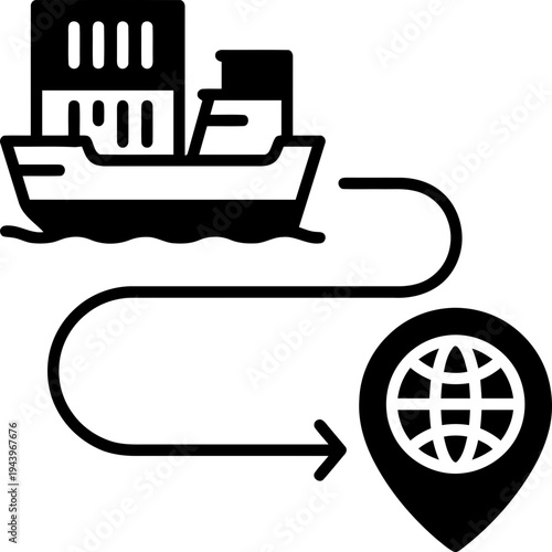 Cargo Ship Global Logistics Icon.
