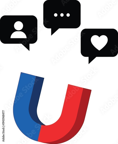 Magnet attracting social media engagement icons