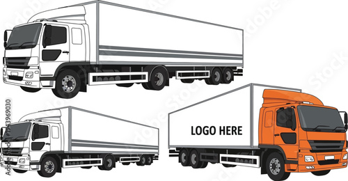 Collection of semi trucks with cargo trailers
