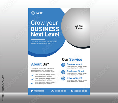 Business flyer template vector, 'Grow your BUSINESS Next Level', corporate brochure design