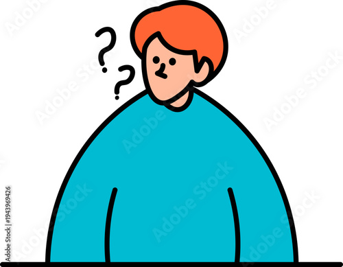 Confused man with question marks thinking