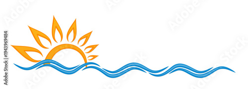 A sun dawn symbol in the sea.
